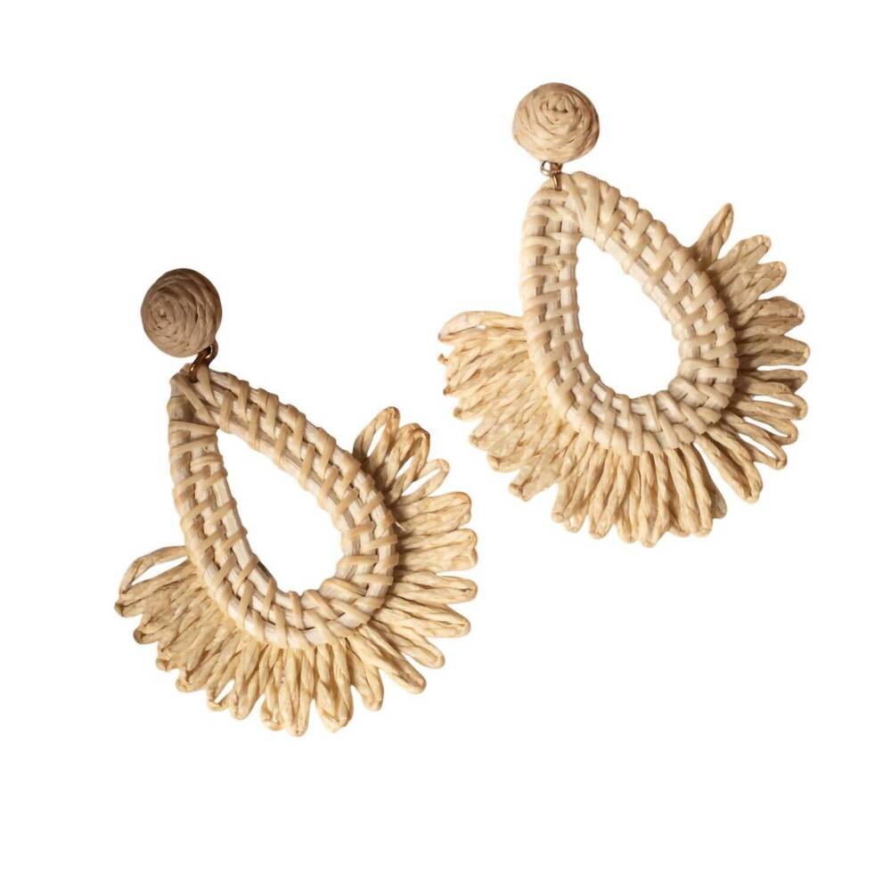 NEW YACHT CLUB ACCESS women's wicker earrings in beige